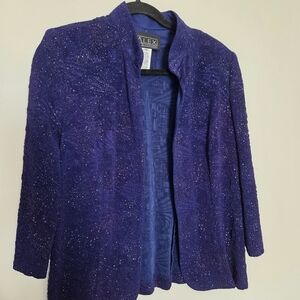 Alex Evenings Womens Open Front Jacket Size 14